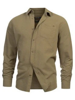 Indicode Herren Hemd Langarm - INCaix in beige grün
