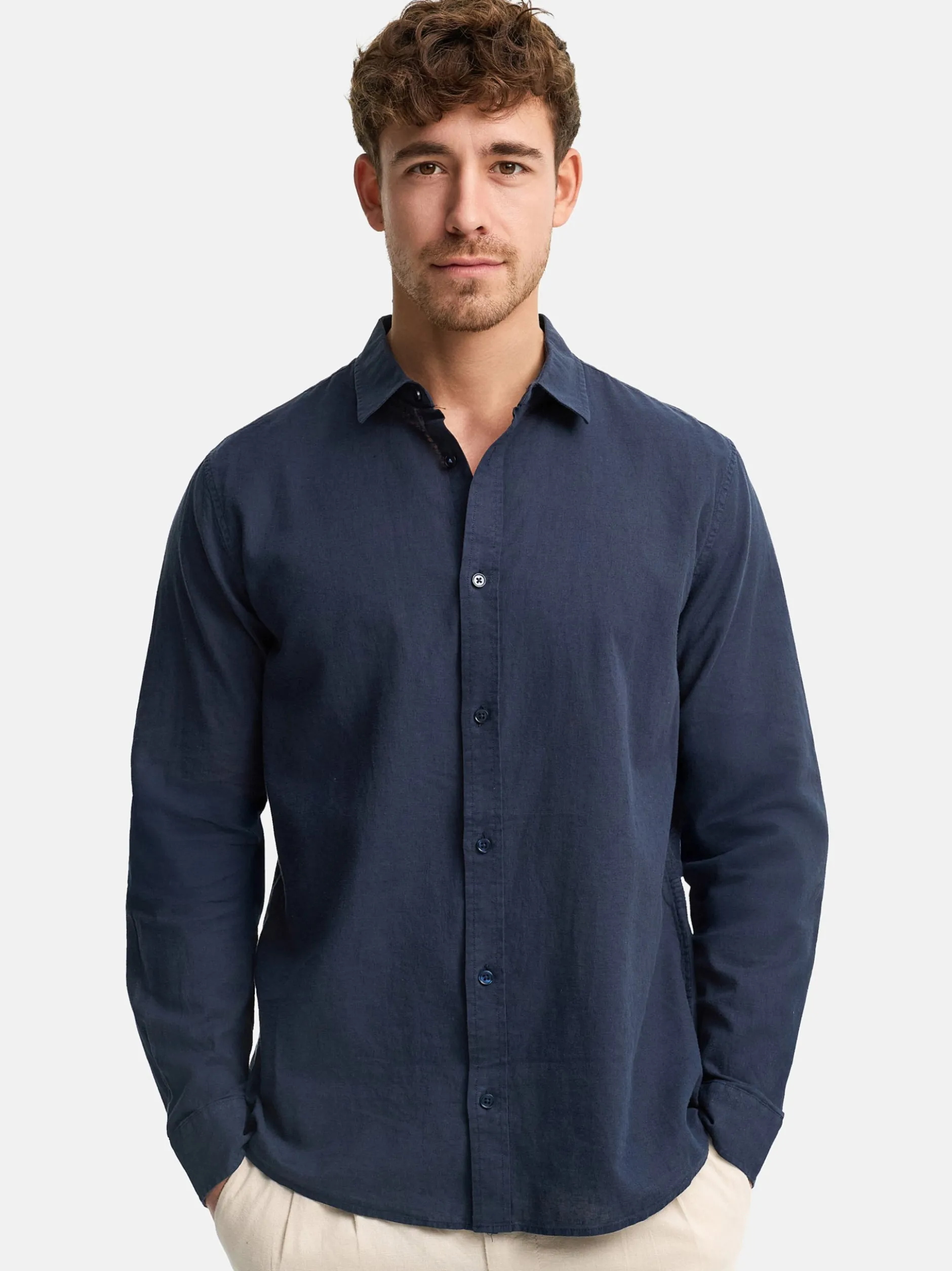Indicode Herren Hemd Langarm - INCeppo in marine