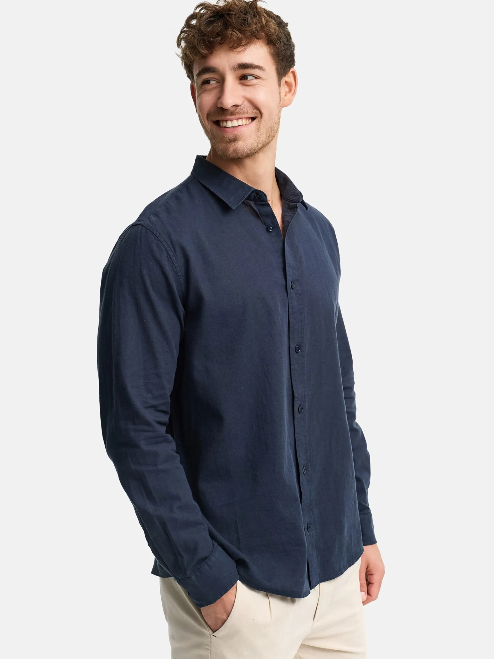 Indicode Herren Hemd Langarm - INCeppo in marine