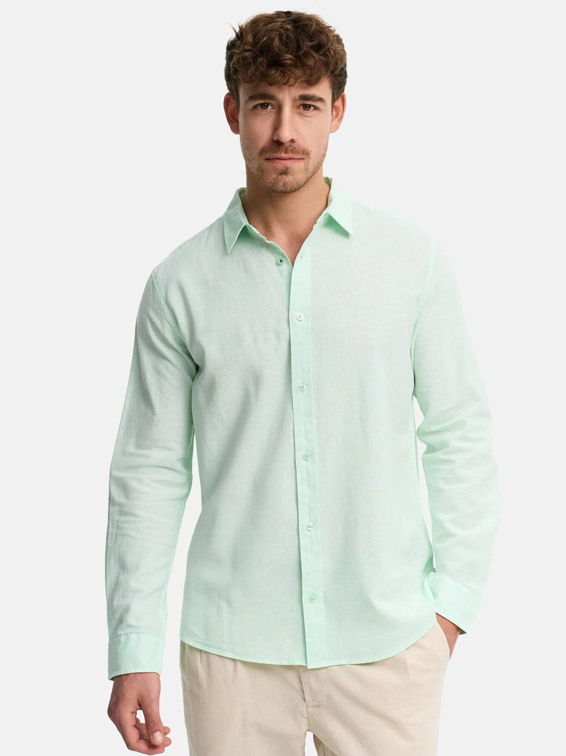 Indicode Herren Hemd Langarm - INCeppo in mint