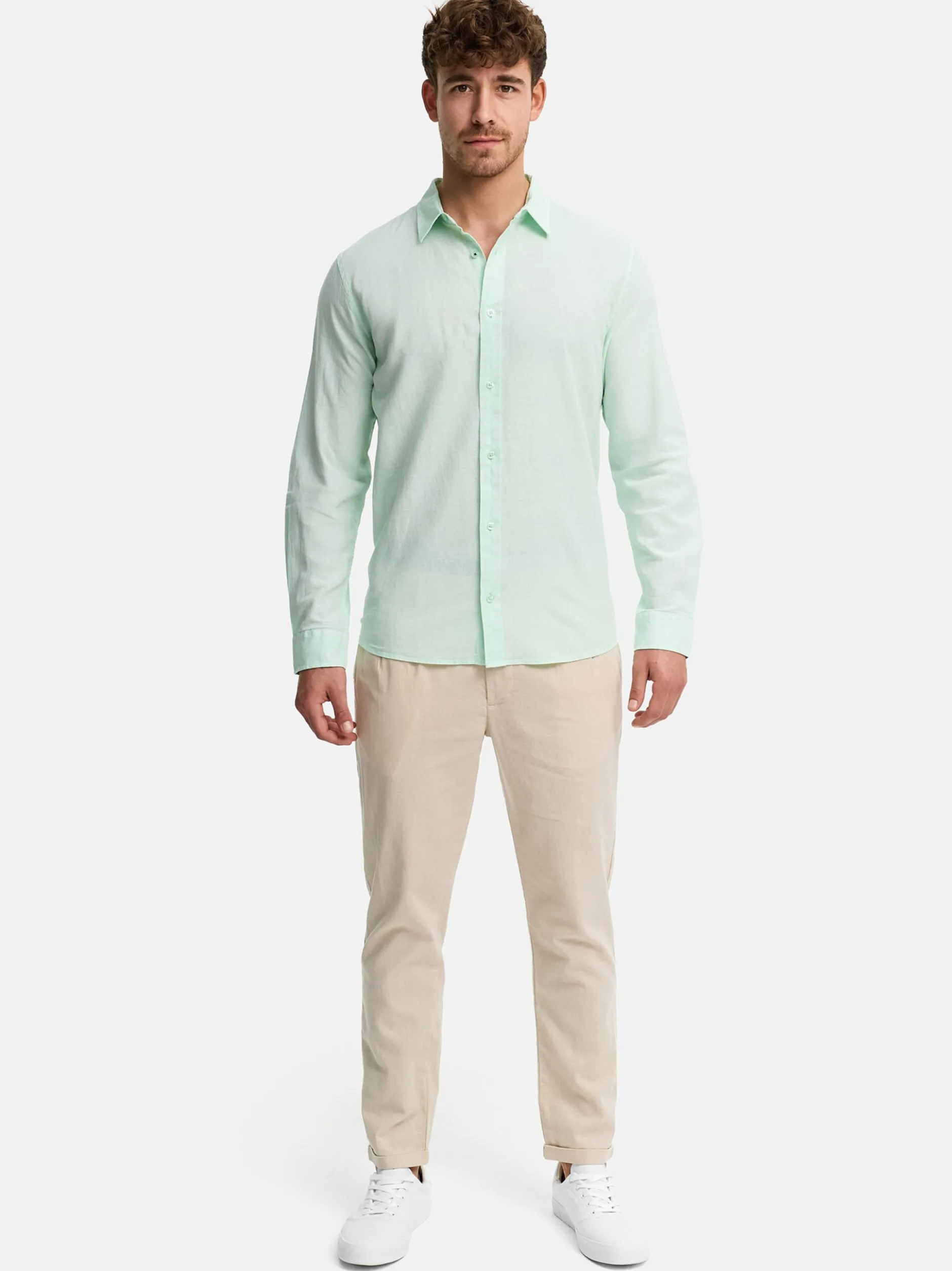 Indicode Herren Hemd Langarm - INCeppo in mint