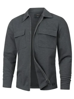 Indicode Herren Hemd Langarm - INNello Zip Shirt in anthrazit
