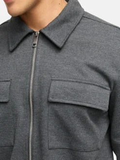 Indicode Herren Hemd Langarm - INNello Zip Shirt in anthrazit