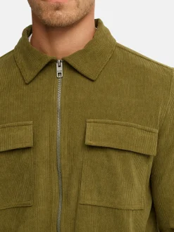 Indicode Herren Hemd Langarm - INNemoto Zip Shirt in oliv khaki