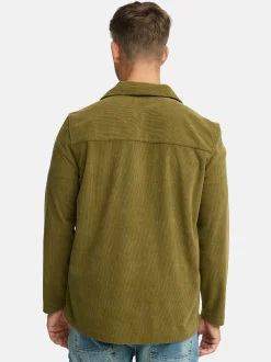 Indicode Herren Hemd Langarm - INNemoto Zip Shirt in oliv khaki