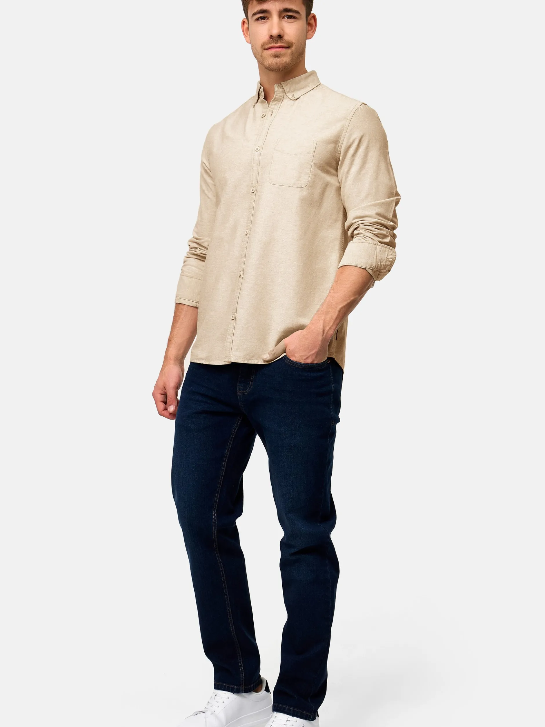 Indicode Herren Hemd Langarm - Kepner in beige