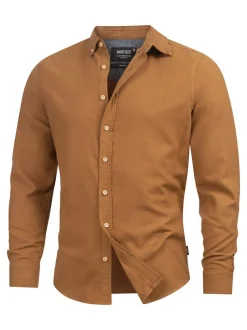 Indicode Herren Hemd Langarm - Riverside in braun