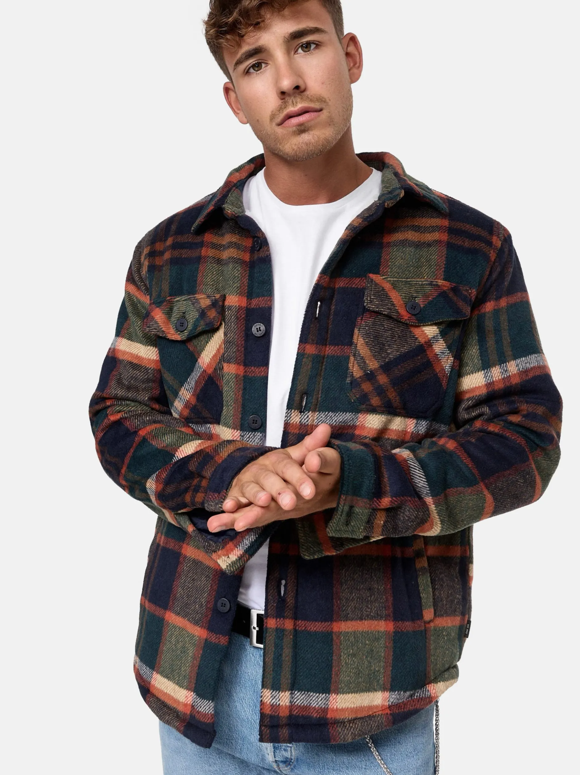 Indicode Herren Hemd Langarm - Spin in marine
