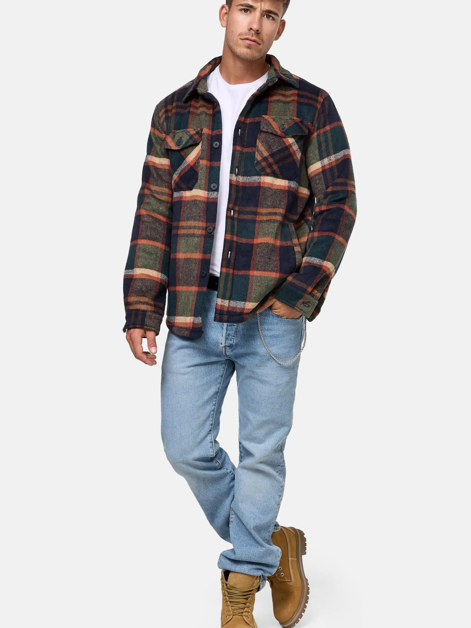Indicode Herren Hemd Langarm - Spin in marine