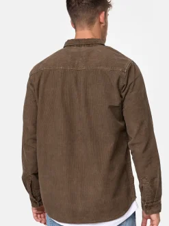 Indicode Herren Hemd Langarm - Thyge in kastanie braun