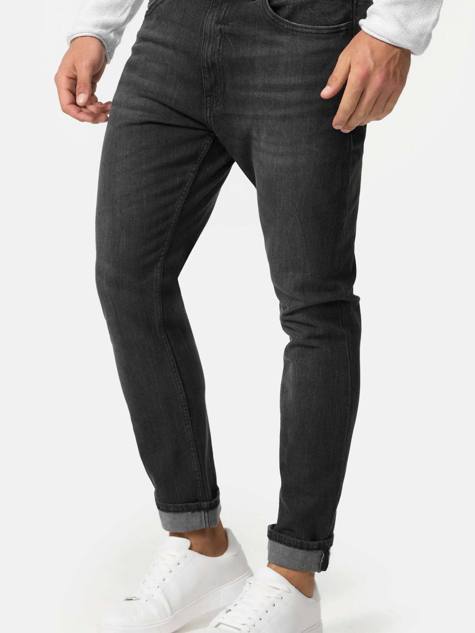 Indicode Herren Jeanshose - INChammy in schwarz fuchsia