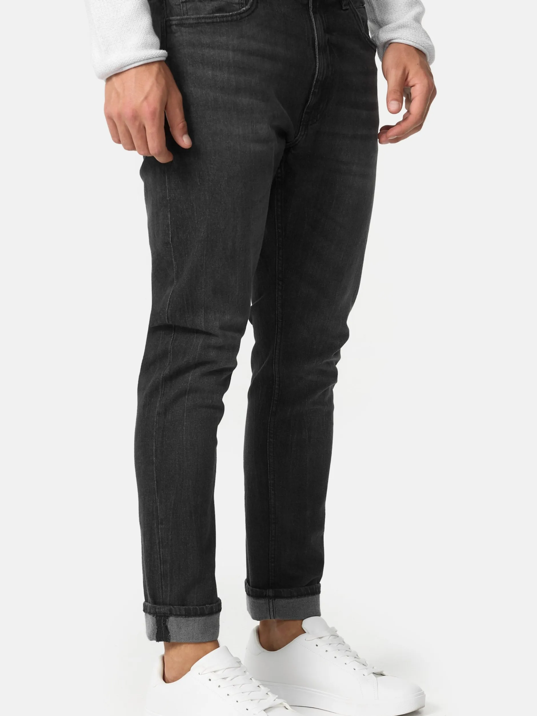Indicode Herren Jeanshose - INChammy in schwarz fuchsia