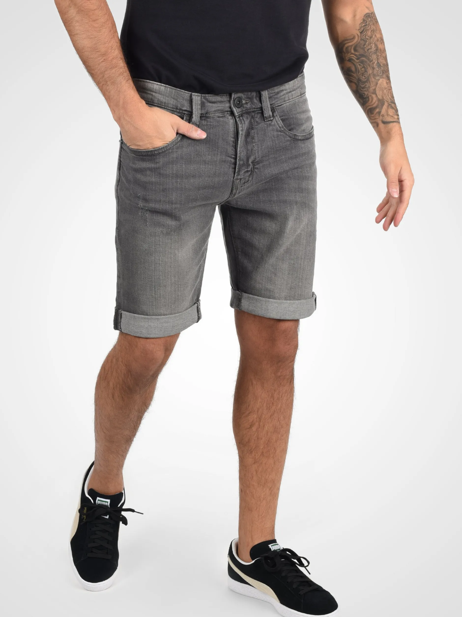 Indicode Herren Jeansshorts - IDQuentin in grau