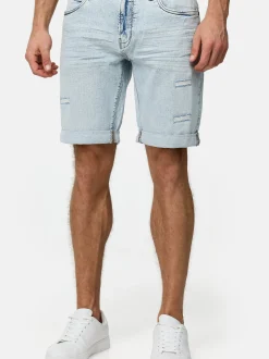 Indicode Herren Jeans Shorts - Caden in bleached blau