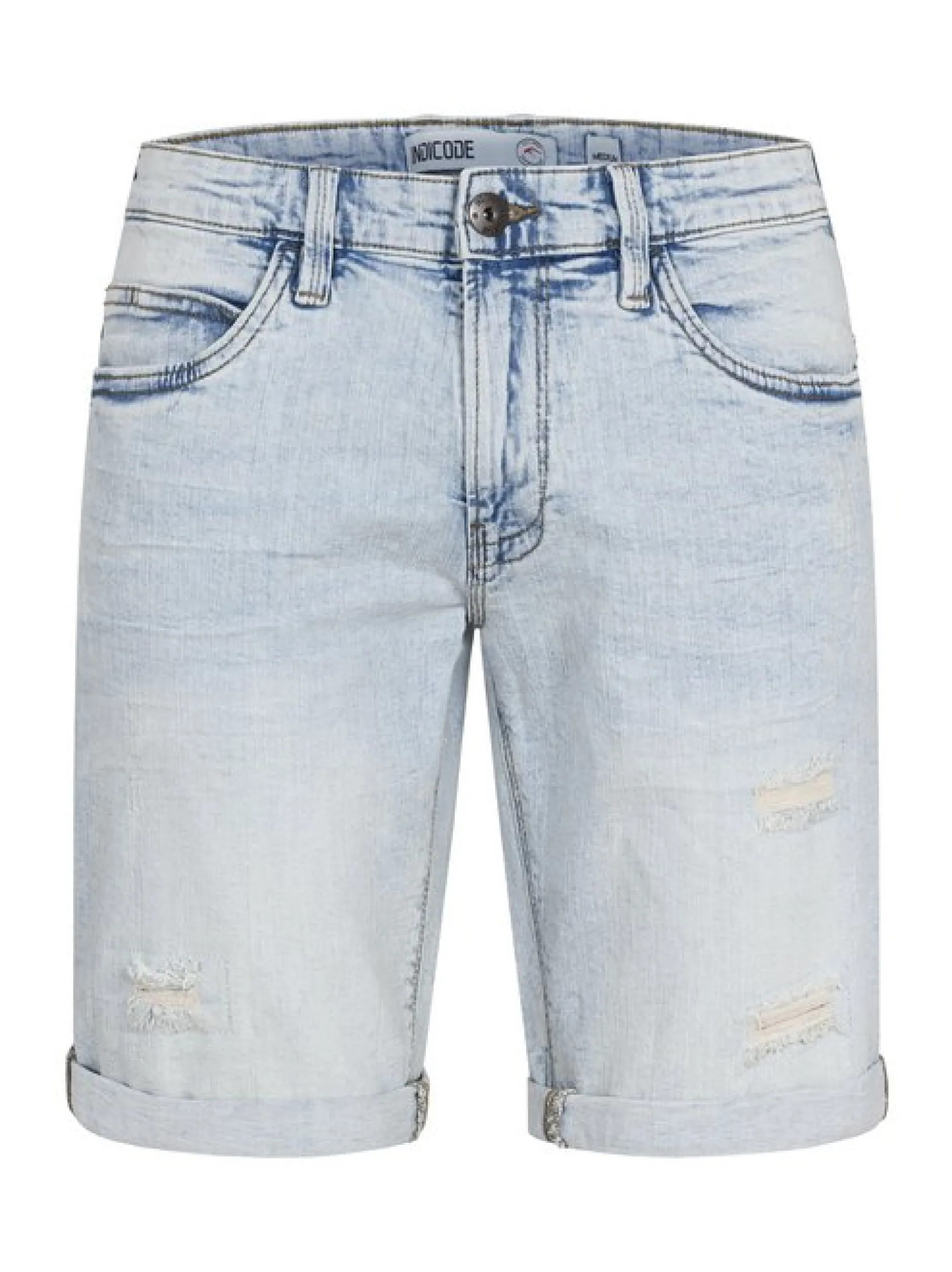 Indicode Herren Jeans Shorts - Caden in bleached blau