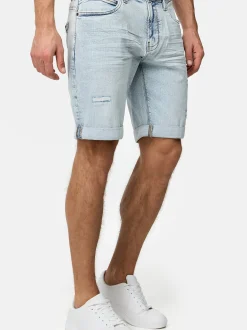 Indicode Herren Jeans Shorts - Caden in bleached blau