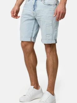 Indicode Herren Jeans Shorts - Caden in bleached blau