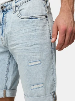 Indicode Herren Jeans Shorts - Caden in bleached blau