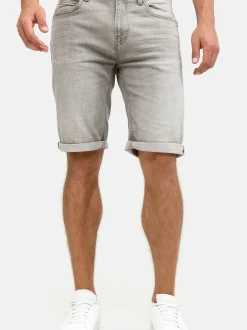 Indicode Herren Jeans Shorts - Caden in hellgrau grau