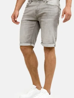 Indicode Herren Jeans Shorts - Caden in hellgrau grau