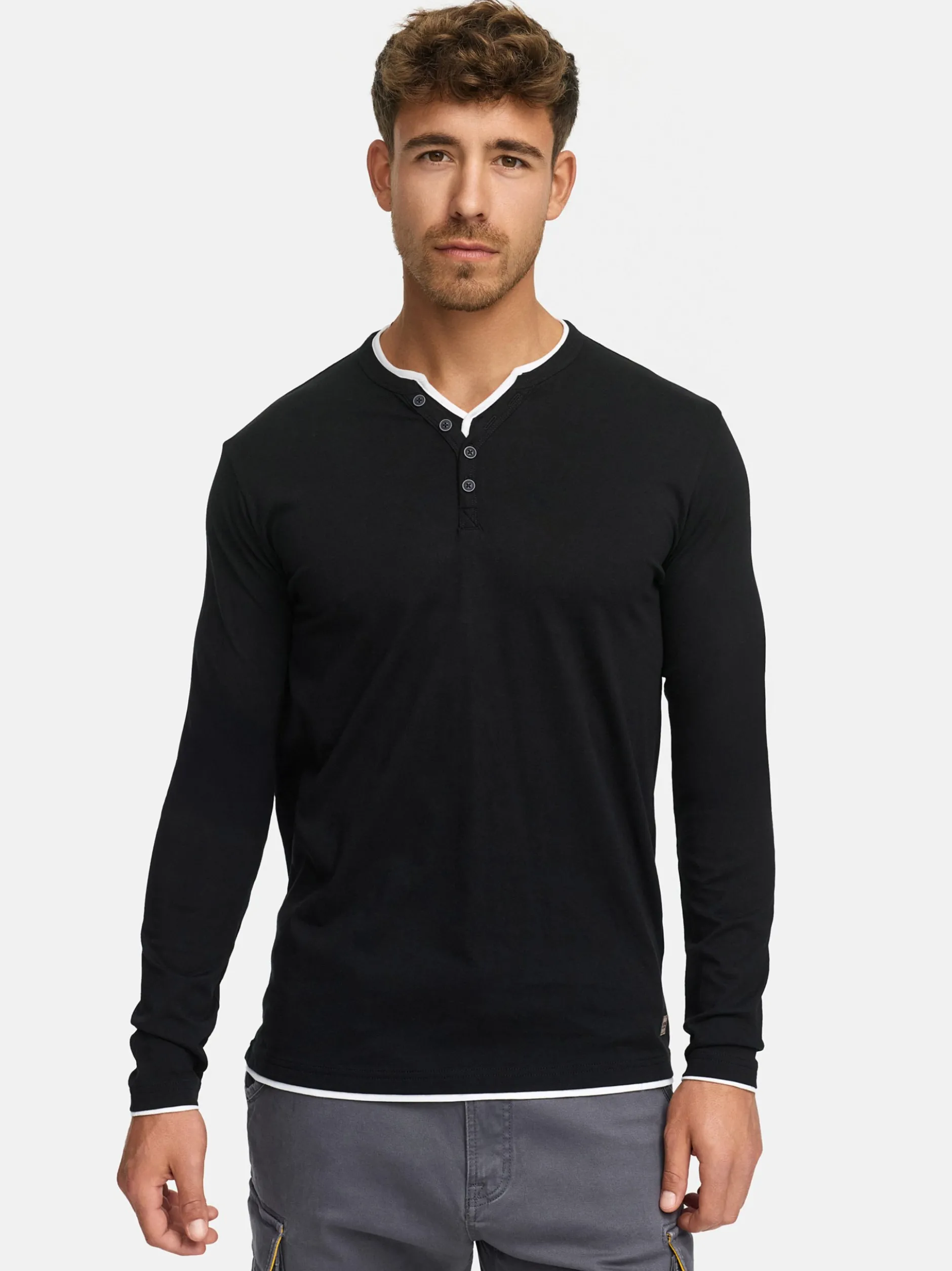Indicode Herren Langarmshirt - INColeson in schwarz
