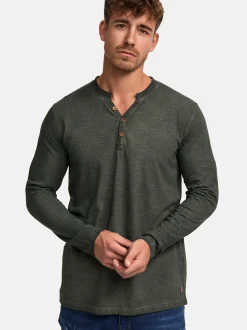 Indicode Herren Langarmshirt - INKilsone in grün khaki