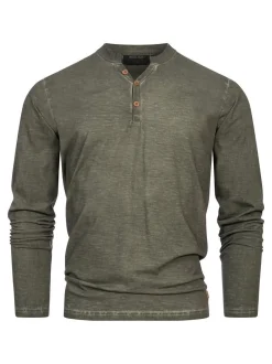 Indicode Herren Langarmshirt - INKilsone in grün khaki