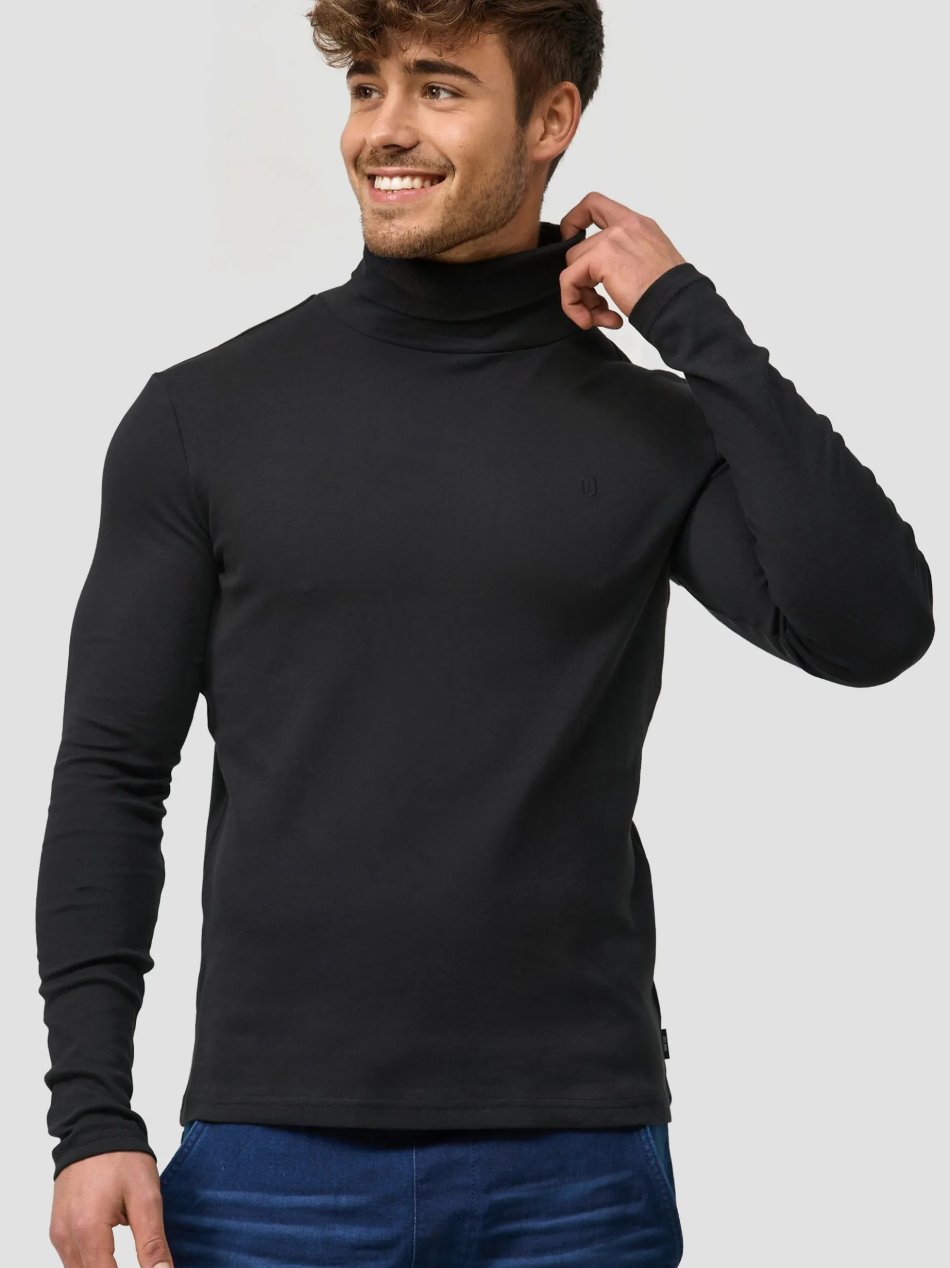 Indicode Herren Langarmshirt Rollkragen - Eagon in schwarz