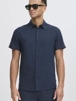 Indicode Herren Leinenhemd - IDMonk in marine