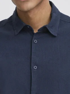 Indicode Herren Leinenhemd - IDMonk in marine