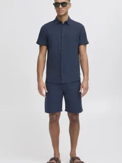 Indicode Herren Leinenhemd - IDMonk in marine
