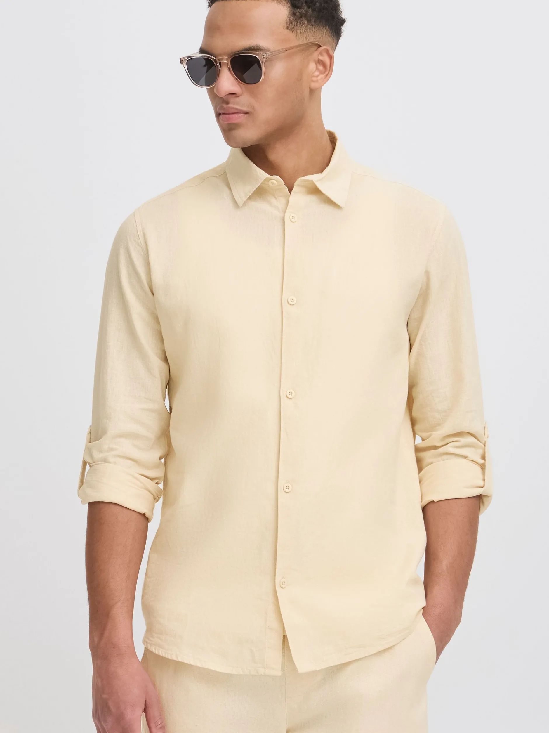 Indicode Herren Leinenhemd - IDMonko in beige