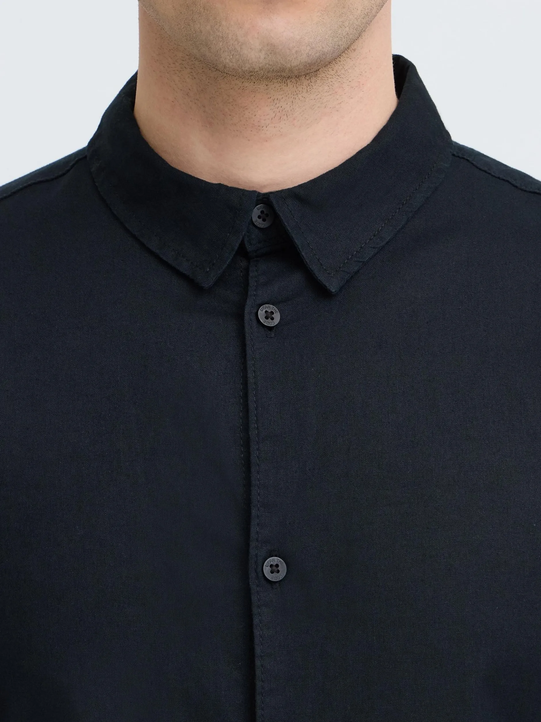Indicode Herren Leinenhemd - IDMonko in schwarz