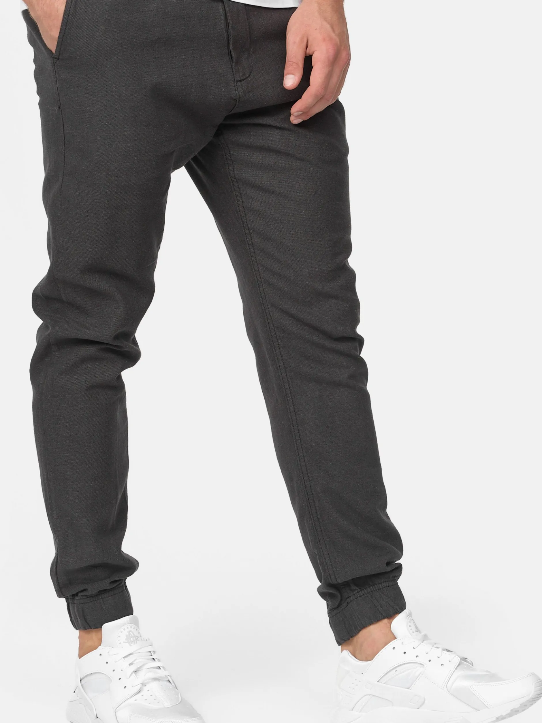 Indicode Herren Leinenhose - Blnda in schwarz