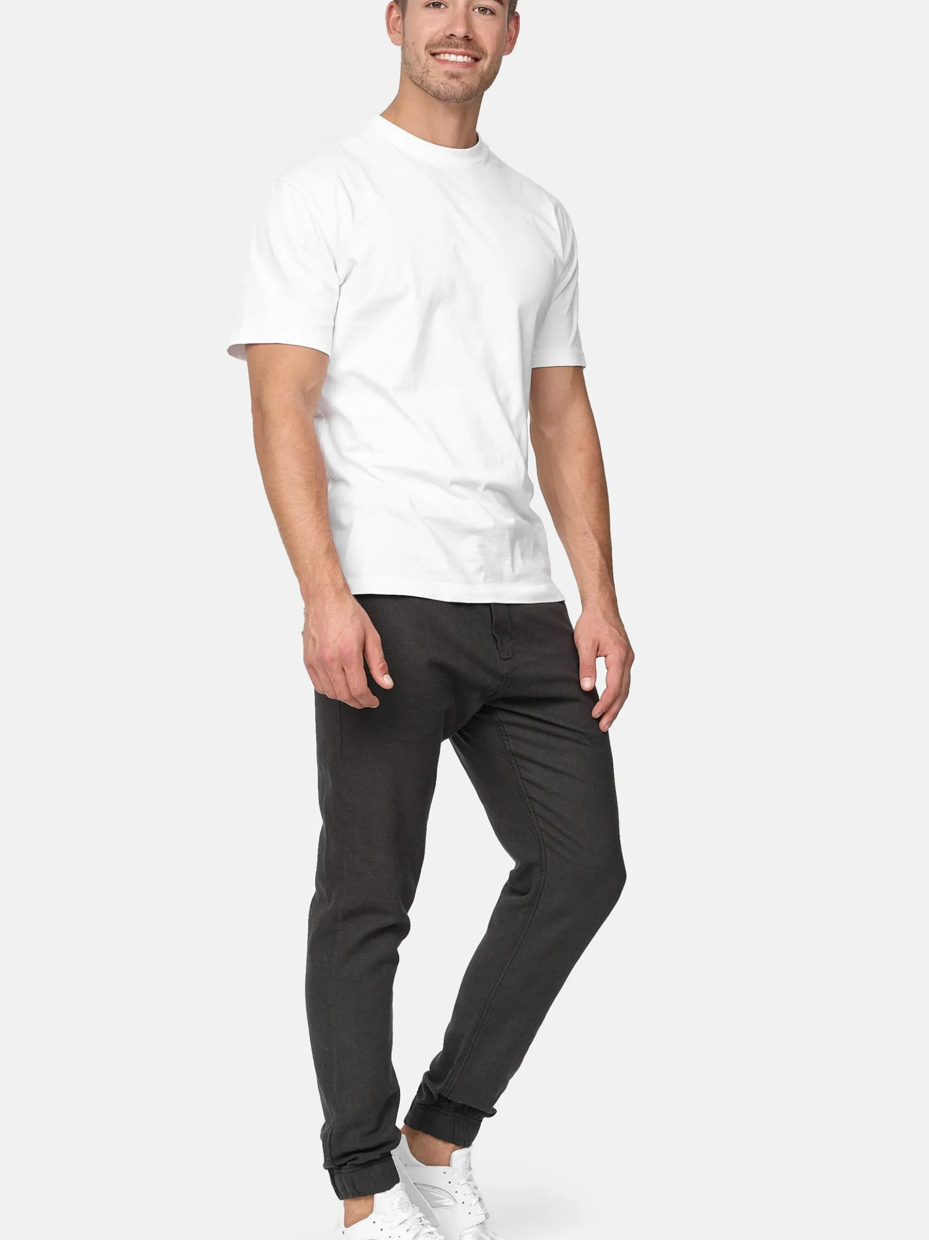 Indicode Herren Leinenhose - Blnda in schwarz