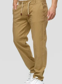 Indicode Herren Leinenhose - Veneto in beige sand