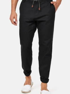 Indicode Herren Leinenhose - Veneto in schwarz