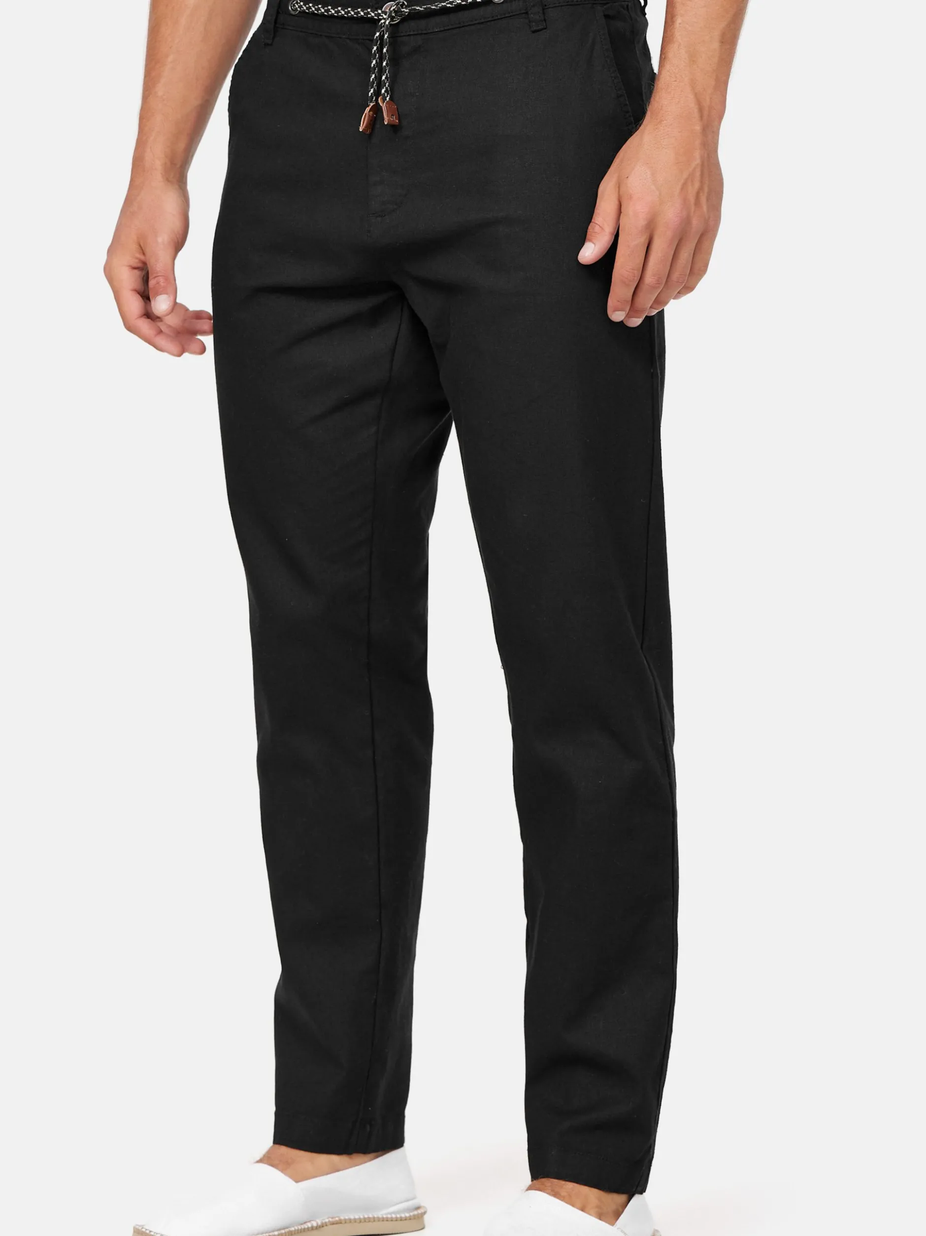 Indicode Herren Leinenhose - Veneto in schwarz
