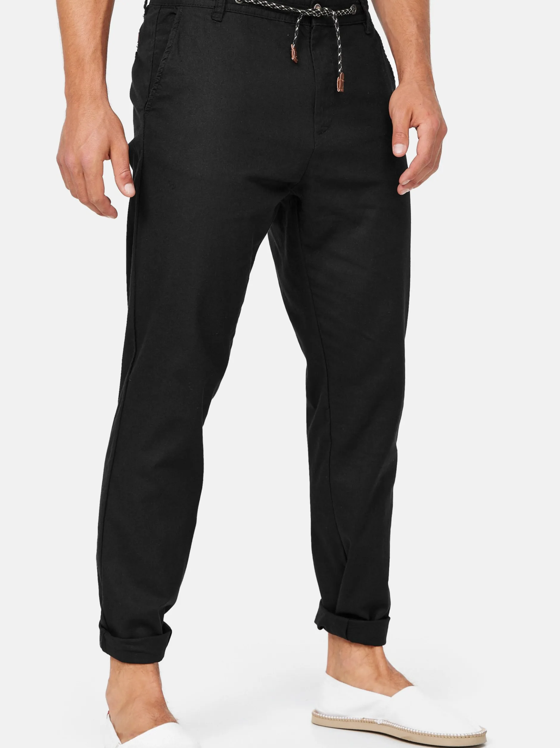 Indicode Herren Leinenhose - Veneto in schwarz