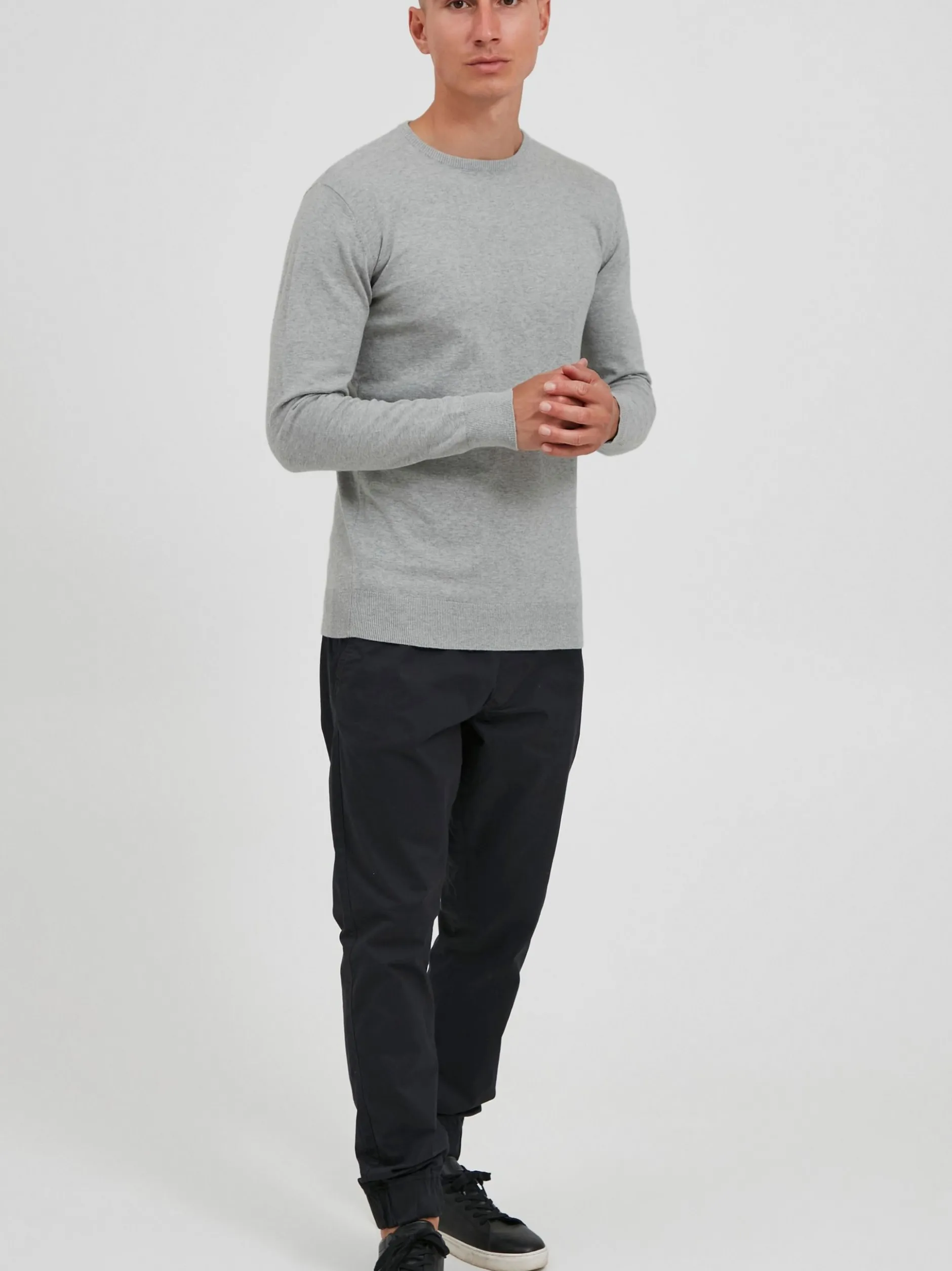 Indicode Herren Rundhalspullover - IDBadan in grau