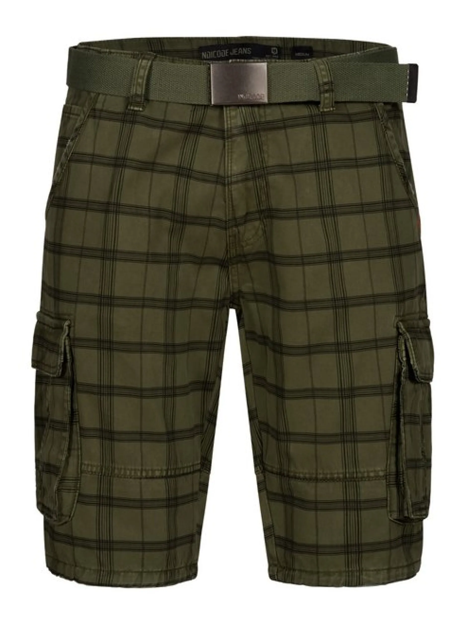 Indicode Herren Shorts Cargo - Blixt in grün mehrfarbig