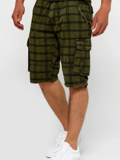 Indicode Herren Shorts Cargo - Blixt in grün mehrfarbig