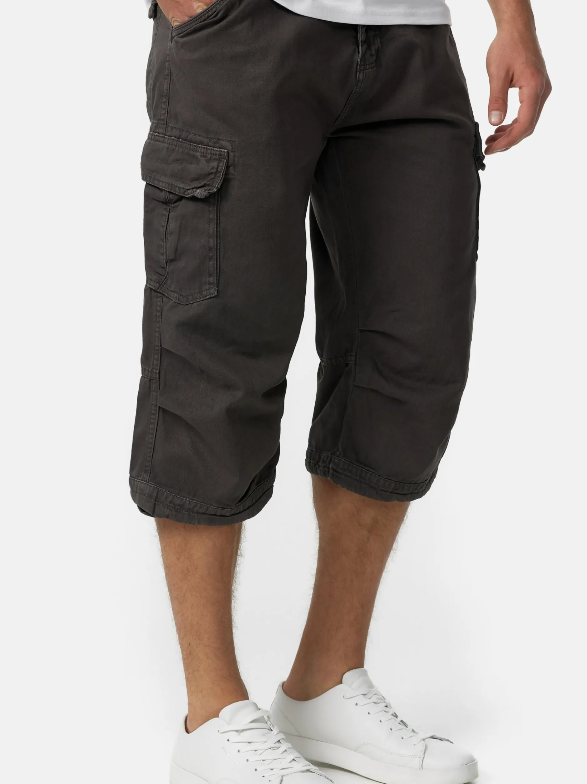 Indicode Herren Shorts Cargo - Nicolas Check in anthrazit