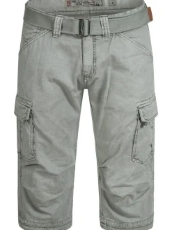 Indicode Herren Shorts Cargo - Nicolas Check in hellgrau grau