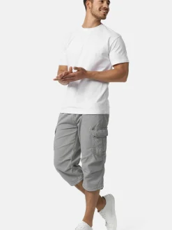 Indicode Herren Shorts Cargo - Nicolas Check in hellgrau grau