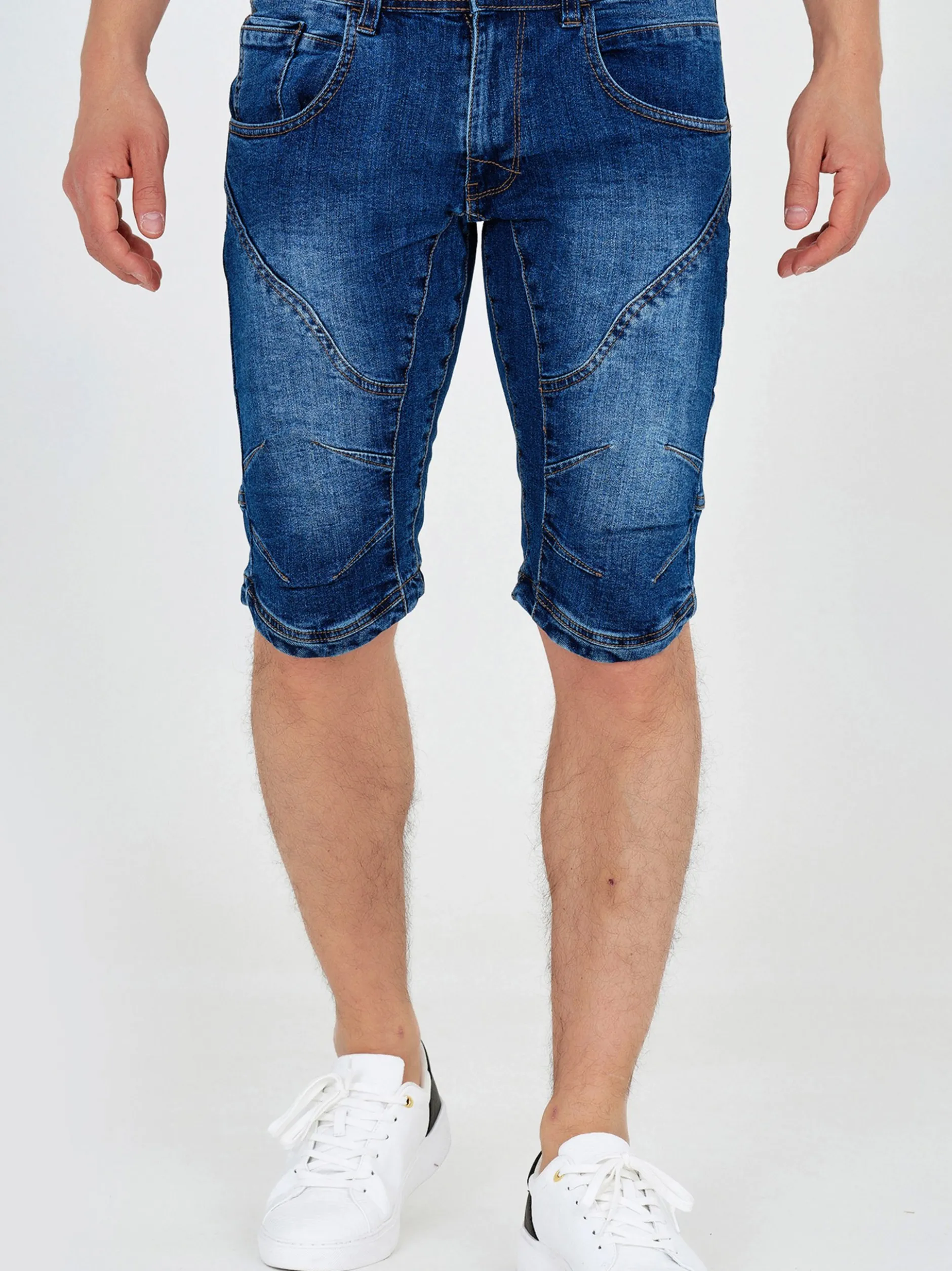 Indicode Herren Shorts Jeans - Leon in blau denim