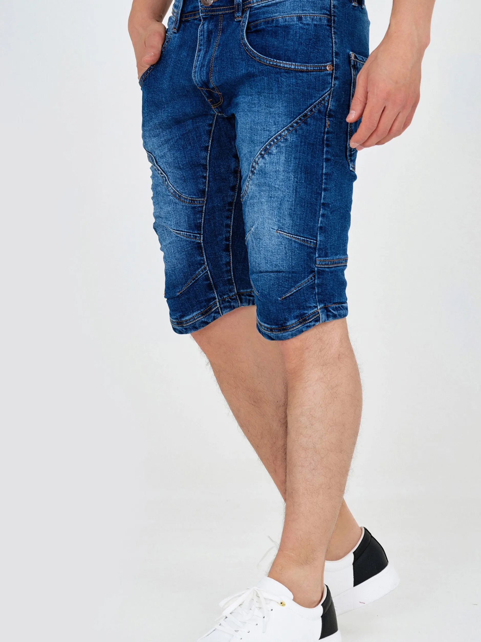 Indicode Herren Shorts Jeans - Leon in blau denim