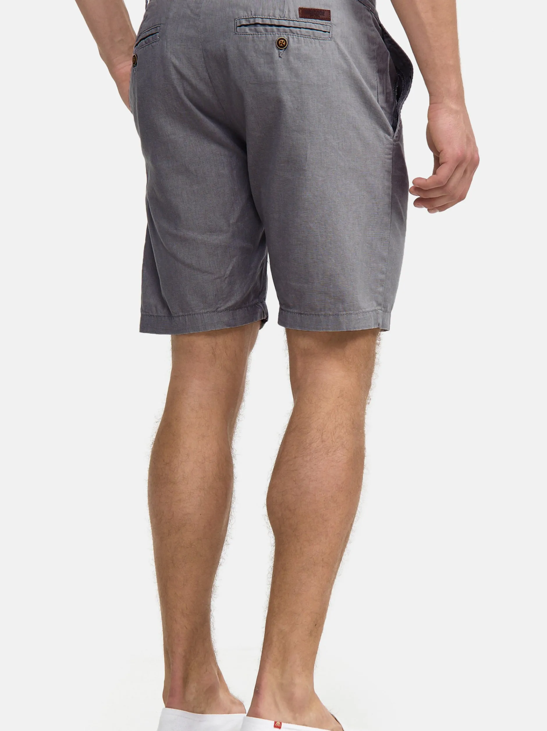 Indicode Herren Shorts Leinen - Bowmanville in hellgrau grau