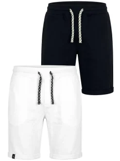Indicode Herren Shorts Sweat - 2-Pack Eddy in weiß mehrfarbig