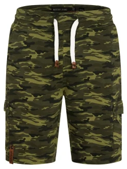 Indicode Herren Shorts Sweat - White Rock in khaki